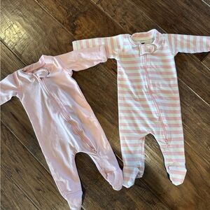 Monica + Andy Charming Pink and Striped Baby Footies (2)